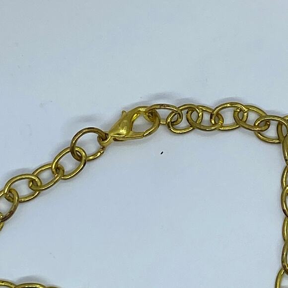 Gold-Tone Pink Orange Pendant Statement Necklace - Picture 7 of 8